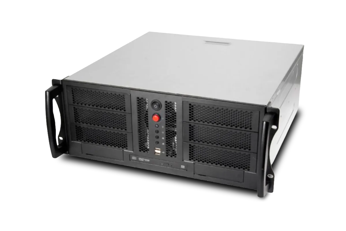 Die TAROX Endurance Systeme im klassischen Rack-Format überzeugen durch ihre sehr geringe Einbautiefe von unter 460 mm. Foto Frontansicht schräg eines TAROX Endurance Rack Systems.